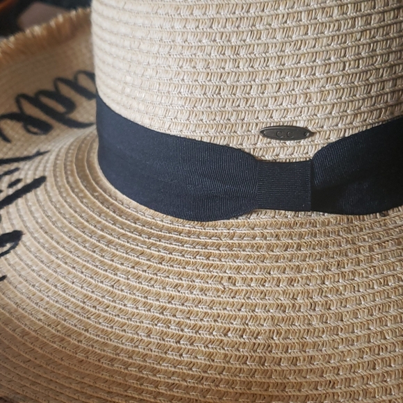 Bride Tribe Floppy Straw Hat Fringed Wide Brim - Picture 3 of 3